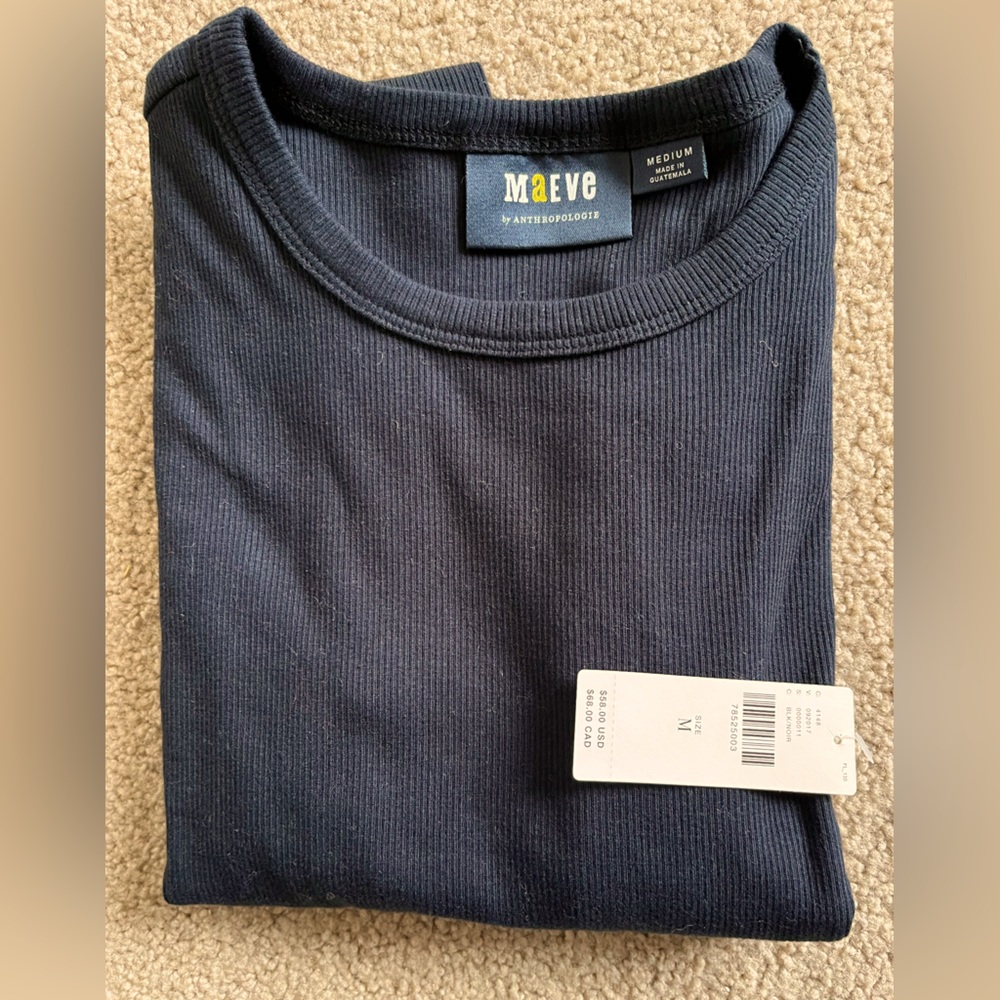 Black long sleeve tee. New with tags. By Anthropology